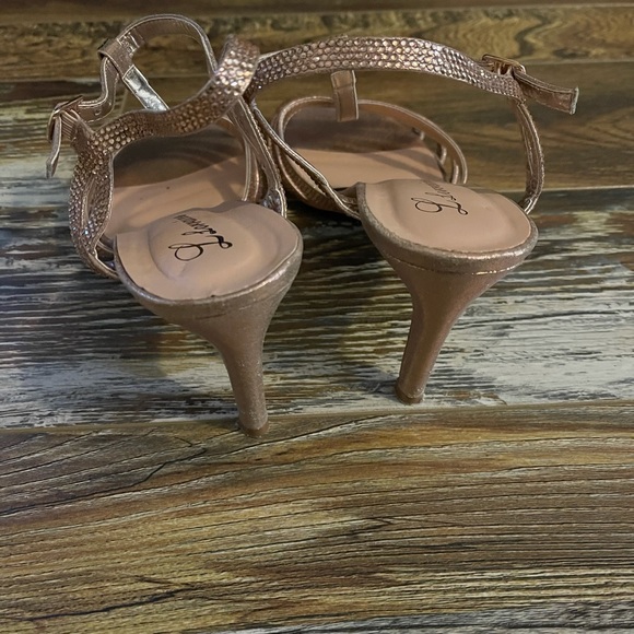 Beautiful Rose Gold Rhinestone Strap Heels - Picture 2 of 5